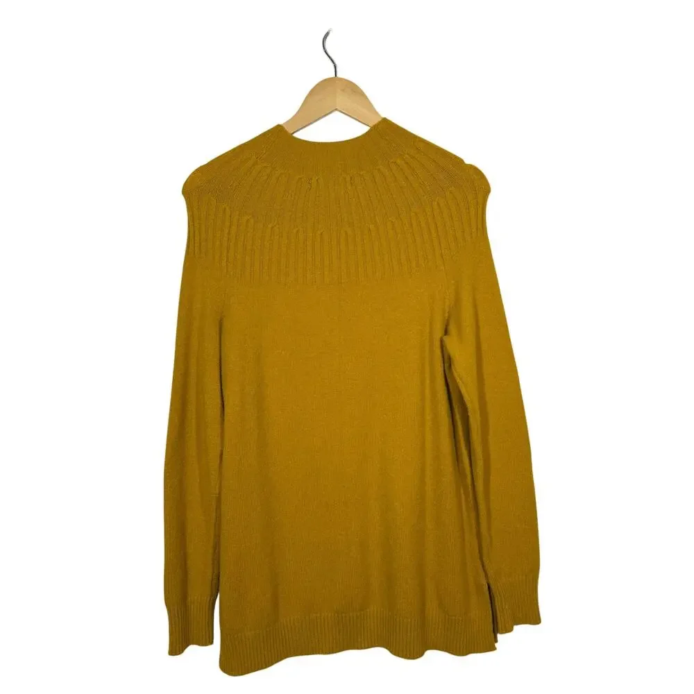Anthropologie Welford Sweater Womens Size Medium Mustard Mock Neck Knit‎ Preppy